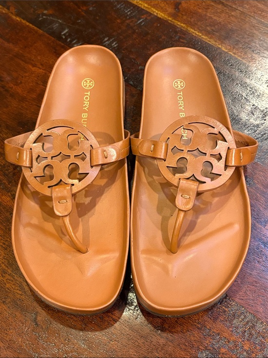 Tory Burch Shoes - Tory Burch Brown Leather Miller Cloud Sandals size 11